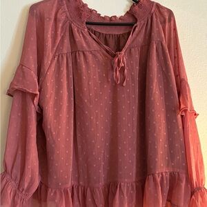 Women's Pink Ruffled Blouse